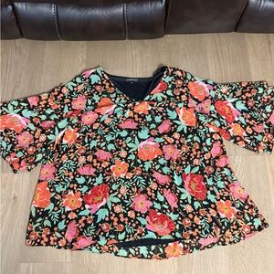 Lane Bryant Floral Blouse - Black and Multicolor